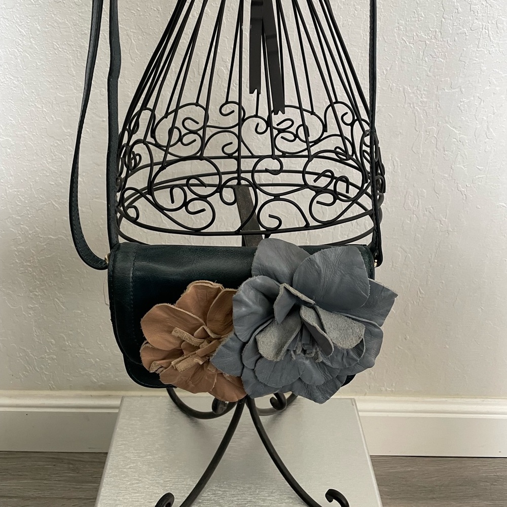 Banana Republic Blue Leather Floral Small Bag